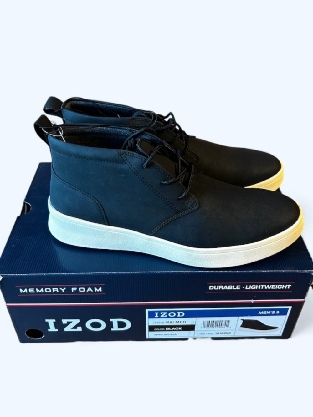 IZOD Men's Palmer Chukka Boot Memory Foam Black Size 9